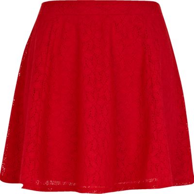 Red lace skater skirt