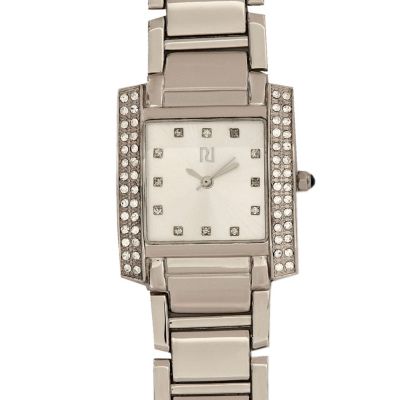 Grey diamante embellished rectangular watch