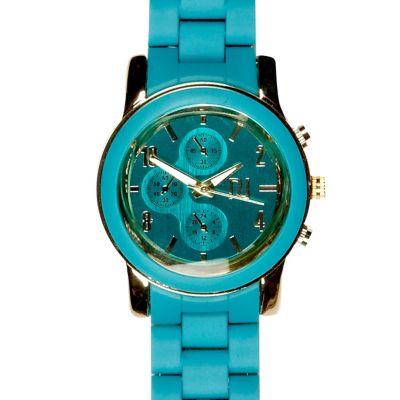 Turquoise silicone bracelet watch