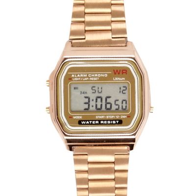 Rose gold tone digital bracelet watch