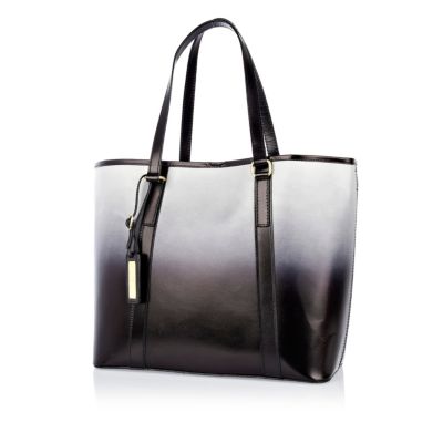 Black leather dip dye tote bag