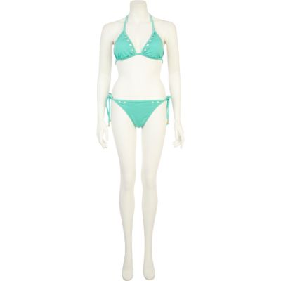 Mint green triangle cut out bikini bottoms