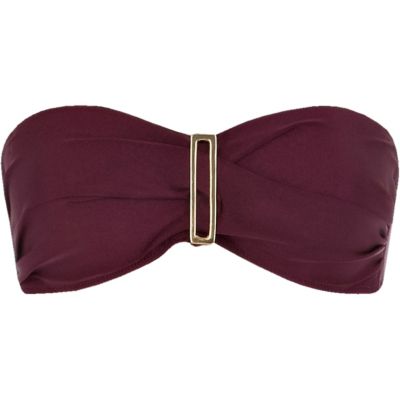 Purple balconette bandeau bikini top