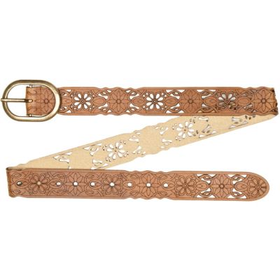 Brown cut out jeans belt
