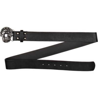 Black diamante skull jeans belt