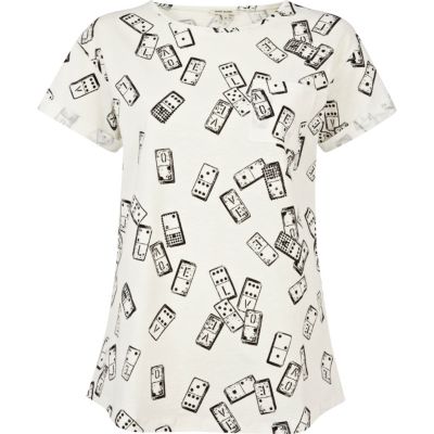 Black and white domino print t-shirt