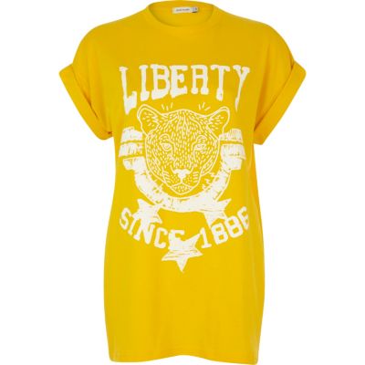 Yellow Liberty tiger print oversized t-shirt