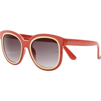 Red oversized colour block sunglasses