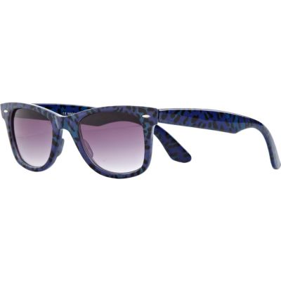 Blue leopard print retro sunglasses 