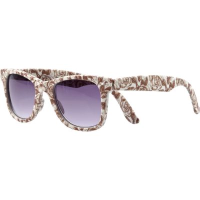 Brown floral print retro sunglasses
