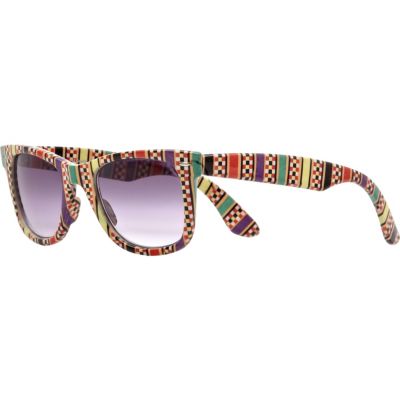 Red aztec print retro sunglasses