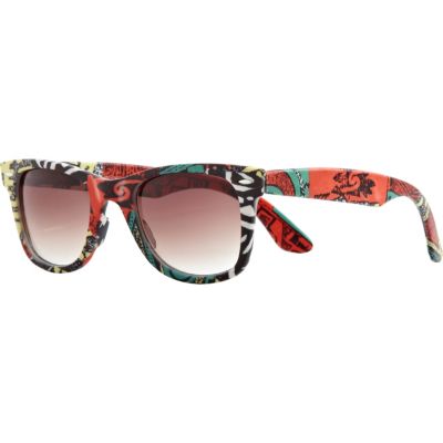 Black aztec print retro sunglasses