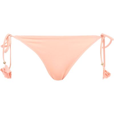 Coral 3D poppy tie side bikini bottoms