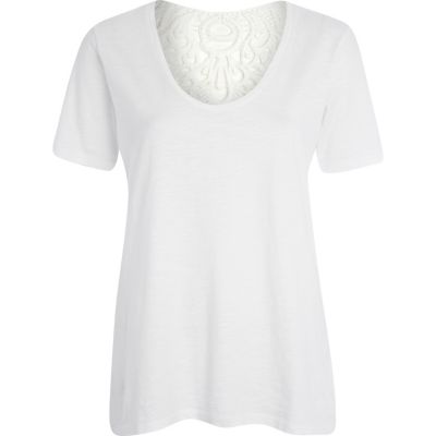 White lace back slouch t-shirt