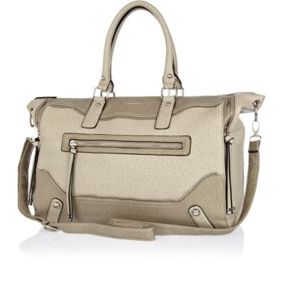 Grey washed zip detail holdall