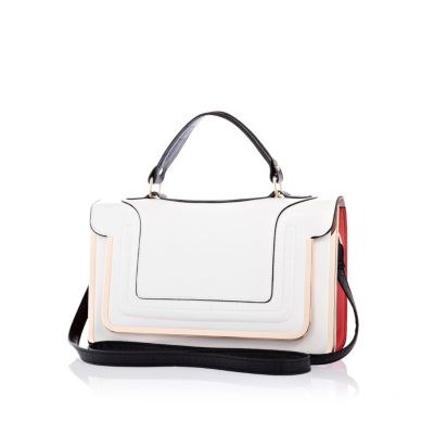 White colour block structured satchel