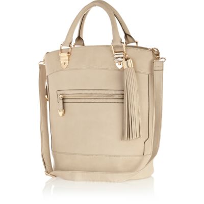 Cream tassel bucket bag 
