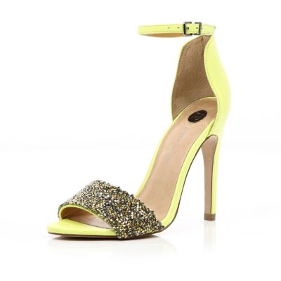 Green embellished strap stiletto sandal 
