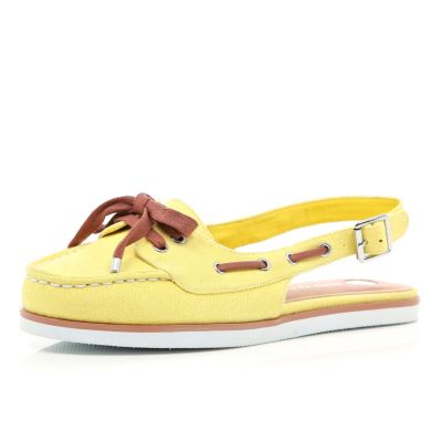 Yellow sling back boat shoes