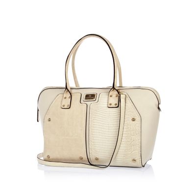 Cream contrast panel stud holdall
