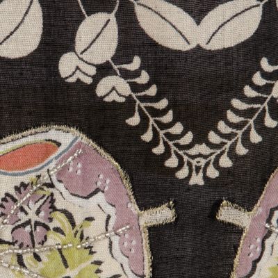 Black floral fringed kimono