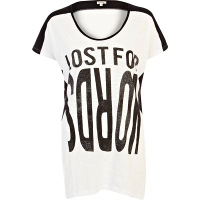 White Lost For Words print tunic