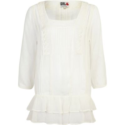 Cream Chelsea Girl victoriana frill hem tunic