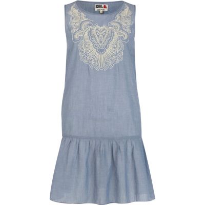 Blue Chelsea Girl drop waist dress