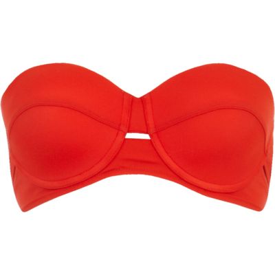 Red bandeau bikini top