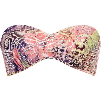 Pink Pacha animal print studded bikini top