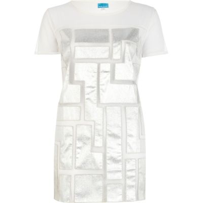 Silver mesh futuristic t-shirt dress