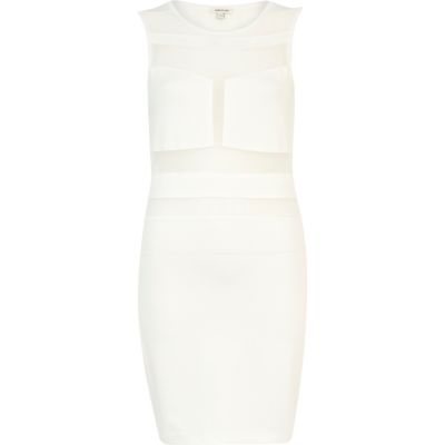 White Bodycon Dress on White Sheer Panel Sleeveless Bodycon Dress   Dresses   Sale   Women
