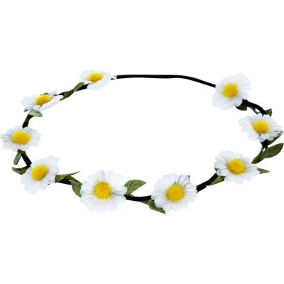 White daisy stretch hair garland
