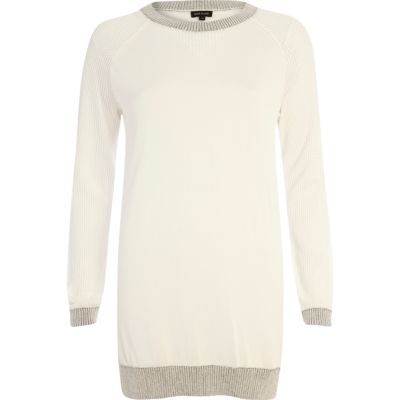 White mesh sleeve sheer jumper dress