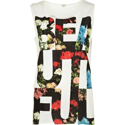 White Beautiful print tank