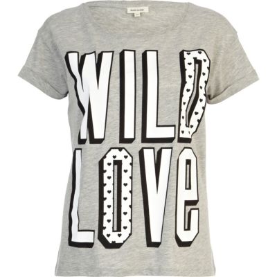 Grey Wild Love print t-shirt