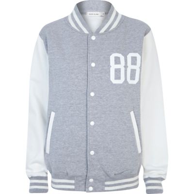 Grey studded varsity jacket