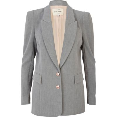 Grey structured panel smart blazer