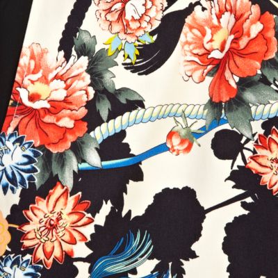 Cream oriental print trousers