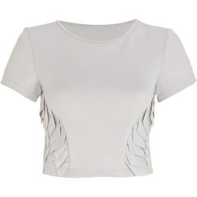 Grey Georgia Hardinge pleat trim crop top