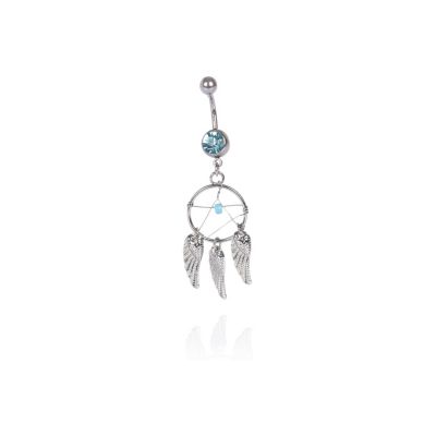 Silver tone dreamcatcher belly bar