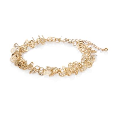 Gold tone peace sign anklet