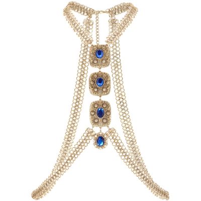 Gold tone gem stone embellished body harness