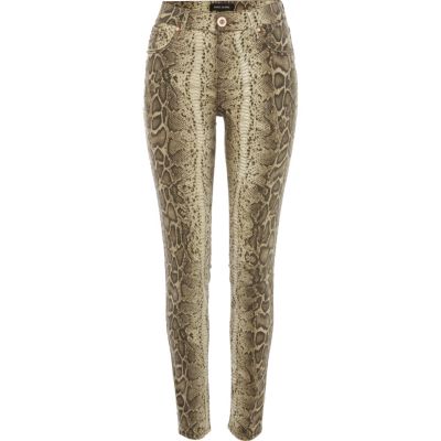 Brown snake print Amelie superskinny jeans