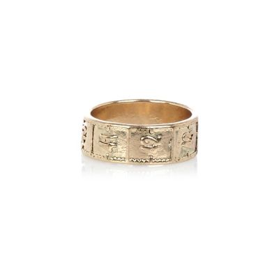 Gold tone tape measure thumb ring