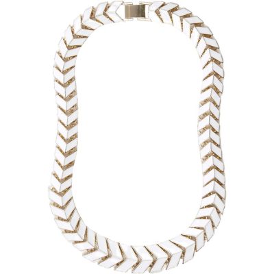 White arrow link short necklace