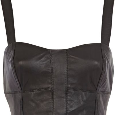Black leather bralet