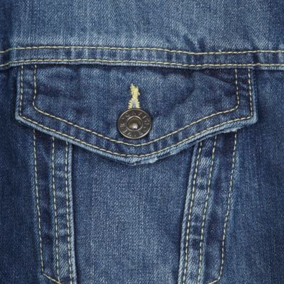 Mid wash jersey hooded denim gilet