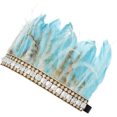 Blue feather stud embellished head band 