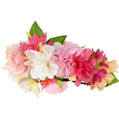 Pink flower hair garland